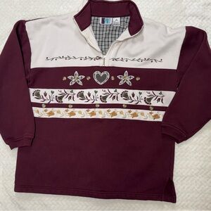Vintage Bold Spirit 1990’s Embroidered 1/4 Zip Pullover Sweatshirt Size 11/12